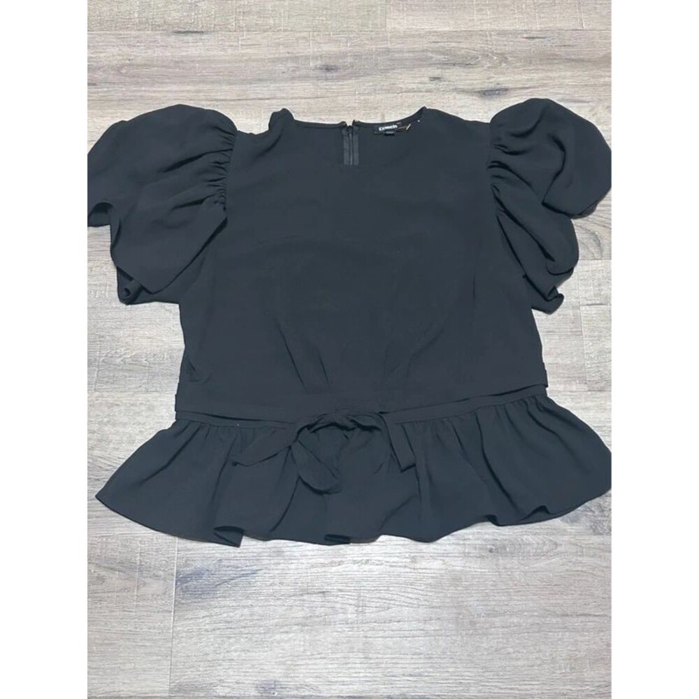 Express black ruffle top